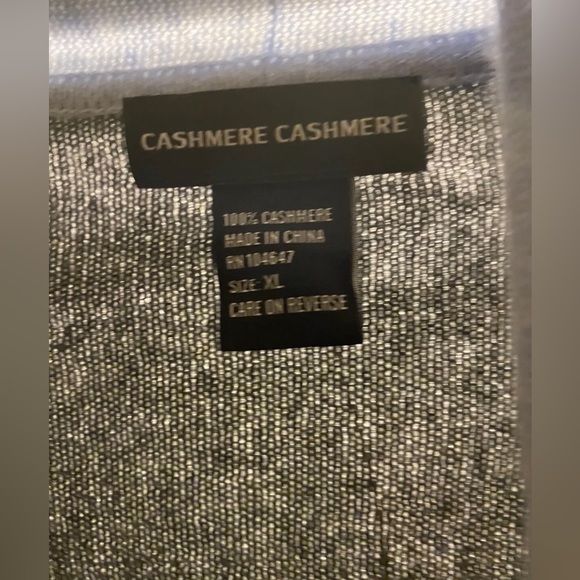 Cashmere Cashmere size XL 100% cashmere blue gray color block open front sweater - Picture 3 of 9